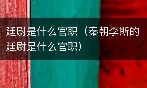 廷尉是什么官职（秦朝李斯的廷尉是什么官职）