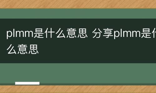 plmm是什么意思 分享plmm是什么意思