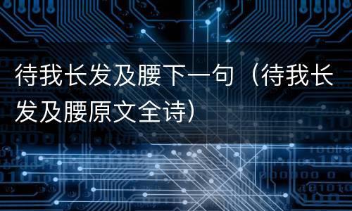 待我长发及腰下一句（待我长发及腰原文全诗）