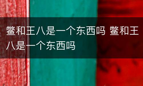 鳖和王八是一个东西吗 鳖和王八是一个东西吗