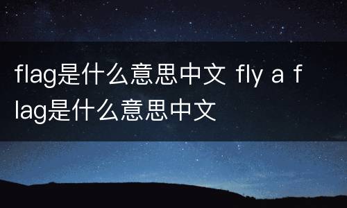 flag是什么意思中文 fly a flag是什么意思中文