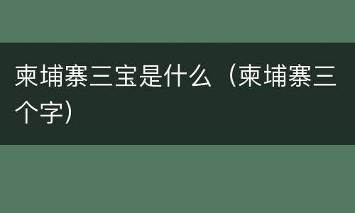 柬埔寨三宝是什么（柬埔寨三个字）