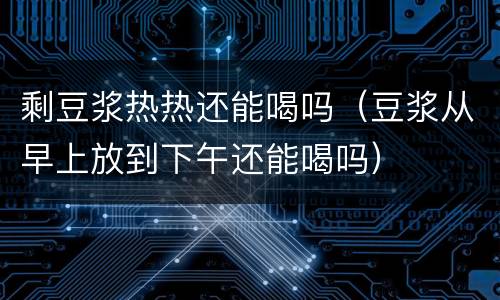 剩豆浆热热还能喝吗（豆浆从早上放到下午还能喝吗）