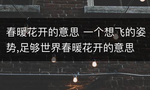 春暖花开的意思 一个想飞的姿势,足够世界春暖花开的意思