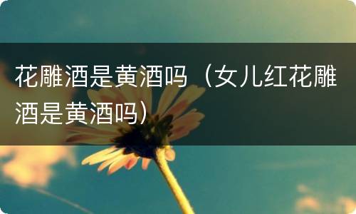 花雕酒是黄酒吗（女儿红花雕酒是黄酒吗）