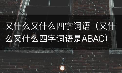又什么又什么四字词语（又什么又什么四字词语是ABAC）