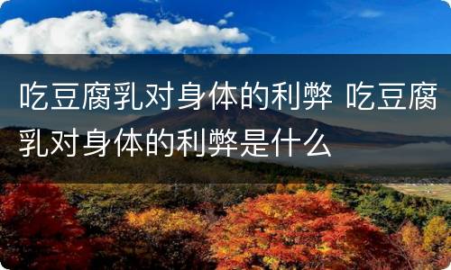 吃豆腐乳对身体的利弊 吃豆腐乳对身体的利弊是什么