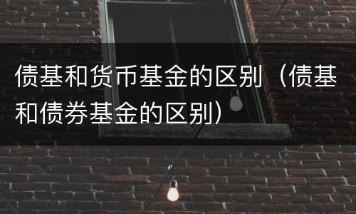 债基和货币基金的区别（债基和债券基金的区别）