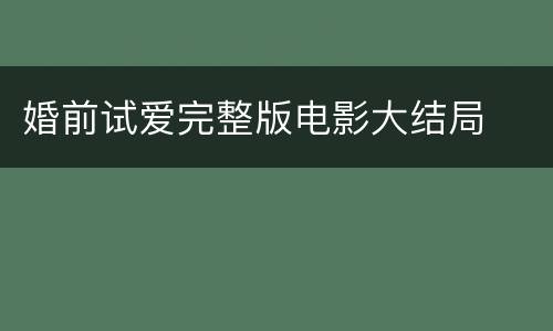 婚前试爱完整版电影大结局