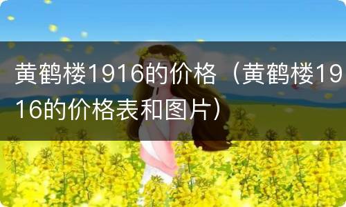 黄鹤楼1916的价格（黄鹤楼1916的价格表和图片）