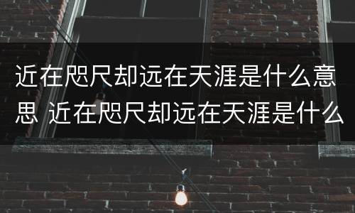 近在咫尺却远在天涯是什么意思 近在咫尺却远在天涯是什么意思图片