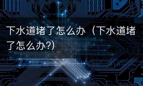 下水道堵了怎么办（下水道堵了怎么办?）