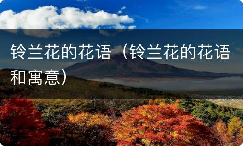铃兰花的花语（铃兰花的花语和寓意）