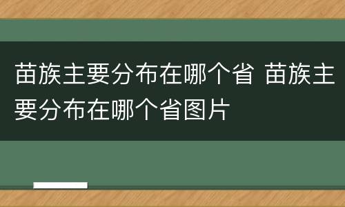 苗族主要分布在哪个省 苗族主要分布在哪个省图片