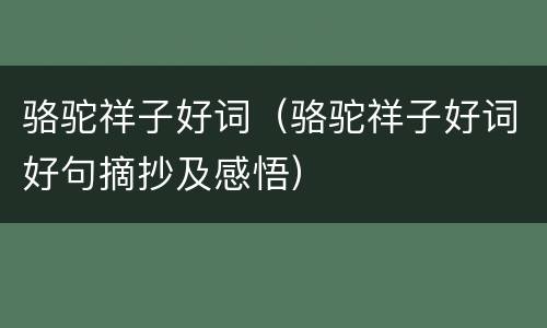 骆驼祥子好词（骆驼祥子好词好句摘抄及感悟）
