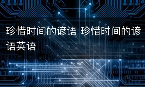 珍惜时间的谚语 珍惜时间的谚语英语