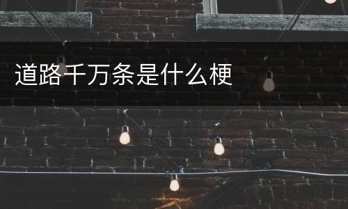 道路千万条是什么梗