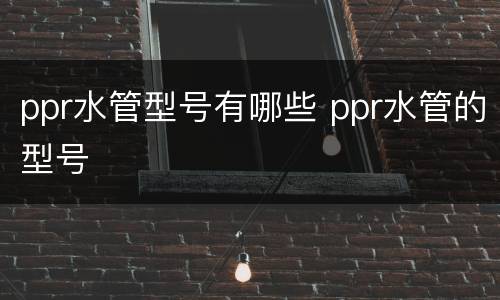 ppr水管型号有哪些 ppr水管的型号