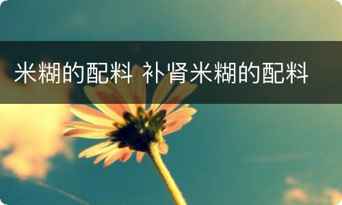 米糊的配料 补肾米糊的配料