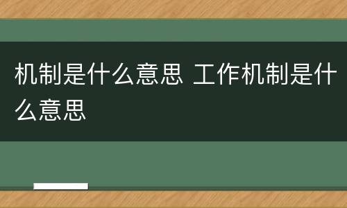 机制是什么意思 工作机制是什么意思