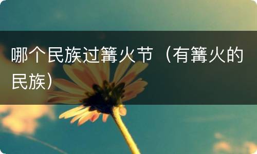 哪个民族过篝火节（有篝火的民族）