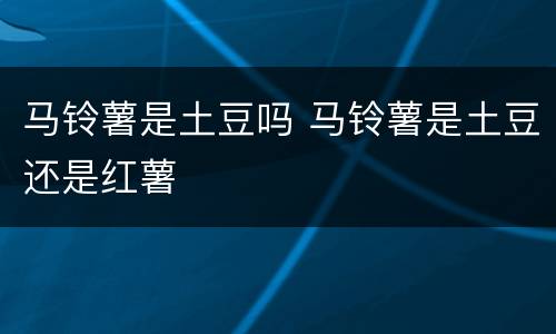 马铃薯是土豆吗 马铃薯是土豆还是红薯
