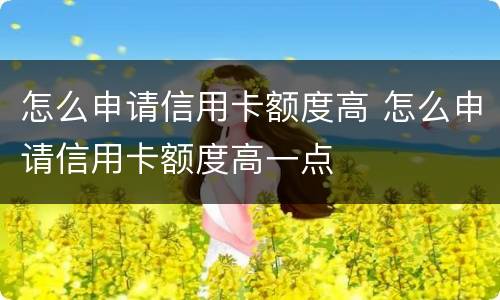 怎么申请信用卡额度高 怎么申请信用卡额度高一点