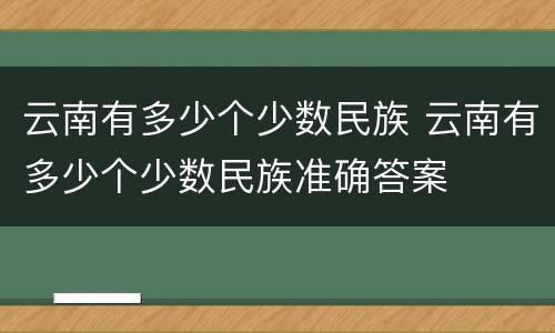 云南有多少个少数民族 云南有多少个少数民族准确答案