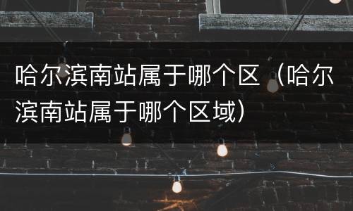 哈尔滨南站属于哪个区（哈尔滨南站属于哪个区域）