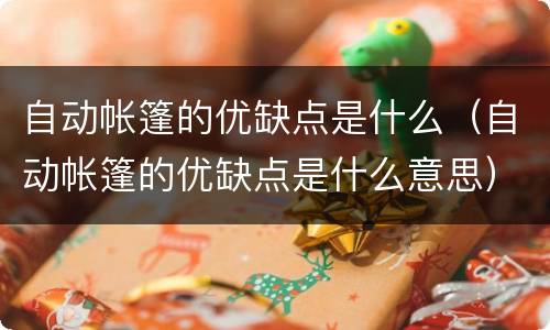 自动帐篷的优缺点是什么（自动帐篷的优缺点是什么意思）