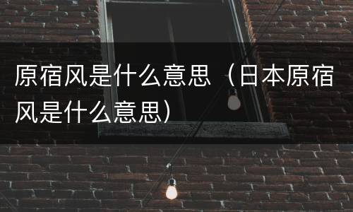 原宿风是什么意思（日本原宿风是什么意思）