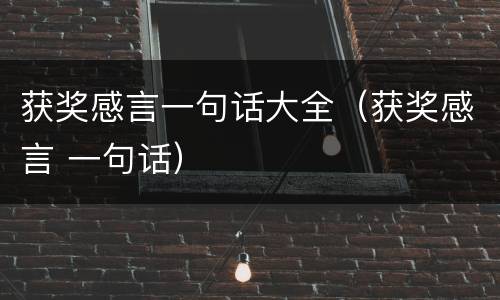 获奖感言一句话大全（获奖感言 一句话）