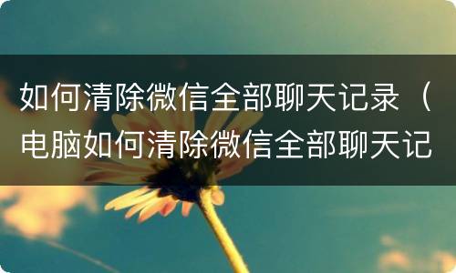 如何清除微信全部聊天记录（电脑如何清除微信全部聊天记录）