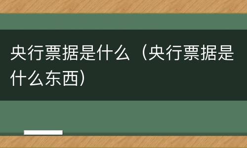 央行票据是什么（央行票据是什么东西）