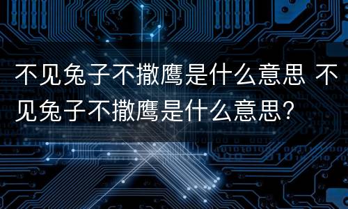 不见兔子不撒鹰是什么意思 不见兔子不撒鹰是什么意思?