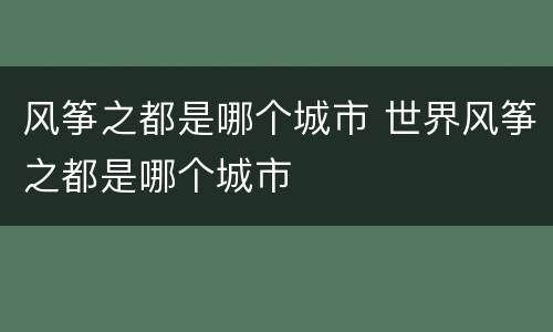 风筝之都是哪个城市 世界风筝之都是哪个城市