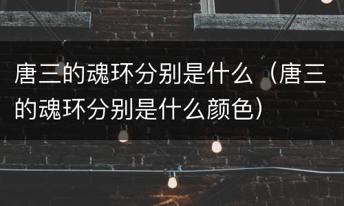 唐三的魂环分别是什么（唐三的魂环分别是什么颜色）