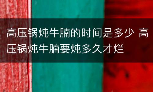 高压锅炖牛腩的时间是多少 高压锅炖牛腩要炖多久才烂