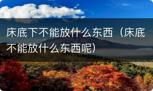 床底下不能放什么东西（床底不能放什么东西呢）