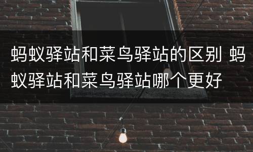 蚂蚁驿站和菜鸟驿站的区别 蚂蚁驿站和菜鸟驿站哪个更好