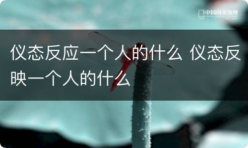 仪态反应一个人的什么 仪态反映一个人的什么