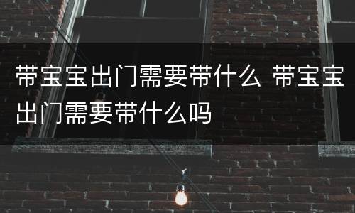 带宝宝出门需要带什么 带宝宝出门需要带什么吗