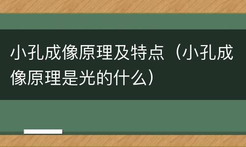 小孔成像原理及特点（小孔成像原理是光的什么）