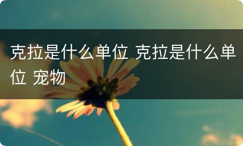 克拉是什么单位 克拉是什么单位 宠物