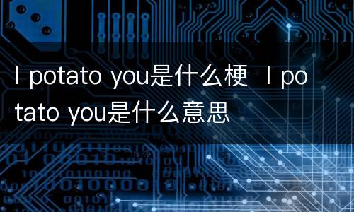 I potato you是什么梗  I potato you是什么意思