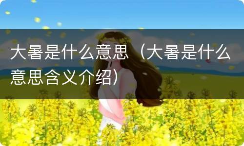 大暑是什么意思（大暑是什么意思含义介绍）