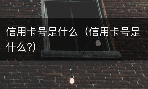 信用卡号是什么（信用卡号是什么?）