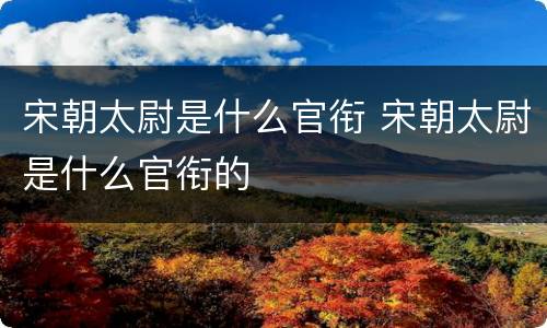 宋朝太尉是什么官衔 宋朝太尉是什么官衔的
