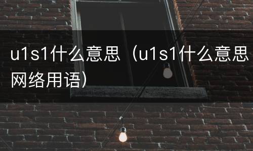 u1s1什么意思（u1s1什么意思网络用语）