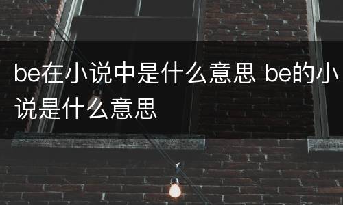 be在小说中是什么意思 be的小说是什么意思